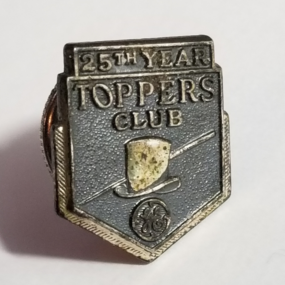 Vintage GE General Electric Toppers Club Sterling Silver 25 Year Award Lapel pin